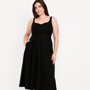 Old Navy Fit and Flare Black Sleeveless  linen blend Midi Dress
